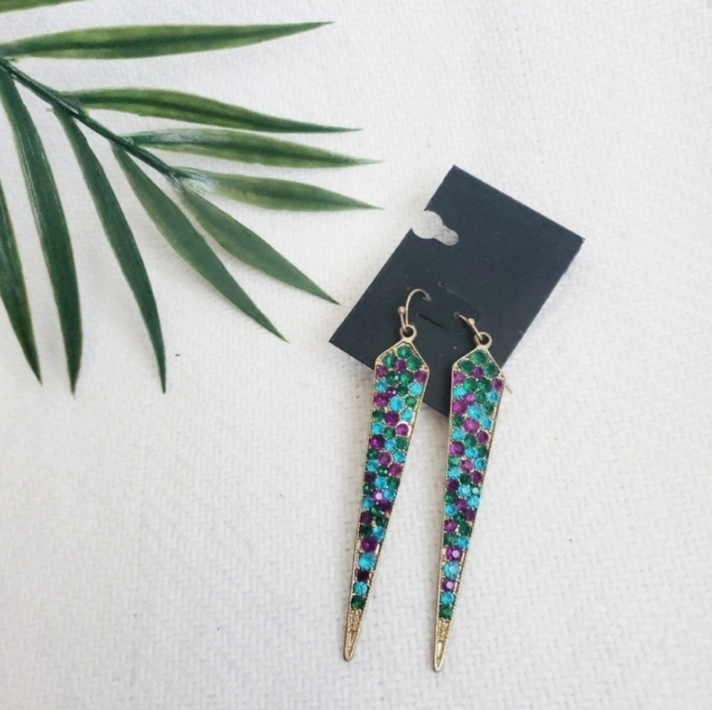 90's Rock Gemstone Icicle Earrings